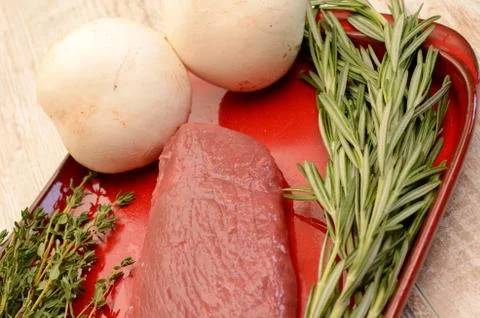 Lamb steaks with herbs Stock Photos