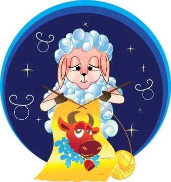 Lamb which knits on spokes Stock Illustration