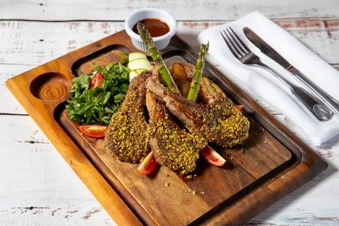 Lambchops on a plate Stock Photos