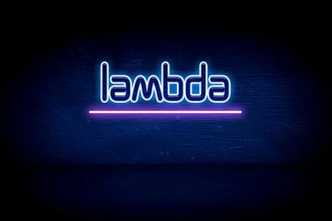 Lambda - blue neon announcement signboard 库存插图