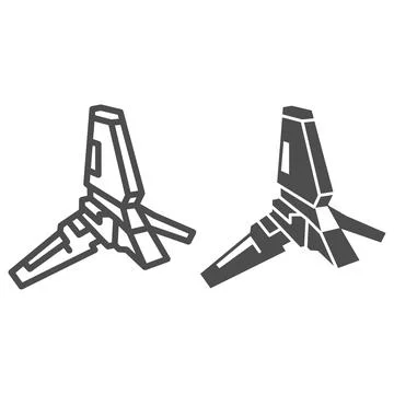 Lambda class T 4a shuttle line and solid icon, star wars concept, imperial 库存插图