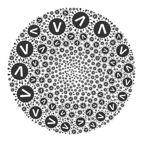 Lambda Coronavirus Strain Icon Round Globula Collage 库存插图