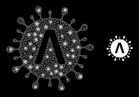 Lambda Coronavirus Strain Icon - Triangulated Mesh with Glare Spots 스톡 일러스트