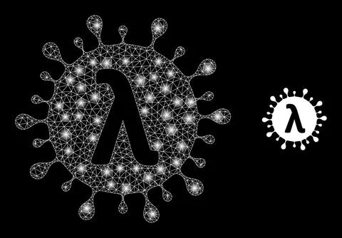 Lambda Covid Virus Icon - Carcass Mesh with Light Spots Stock Illustration