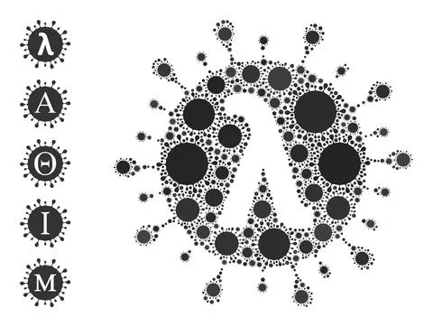 Lambda Covid Virus Icon - Coronavirus Composition and Bonus Icons 스톡 일러스트