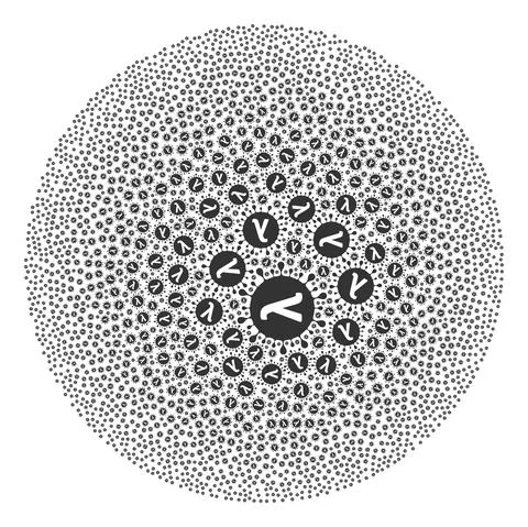 Lambda Covid Virus Icon Round Globula Collage Stock Illustration