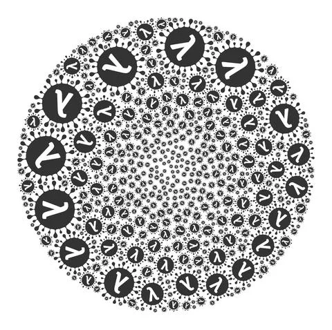 Lambda Covid Virus Icon Spheric Cluster Mosaic Stock Illustration