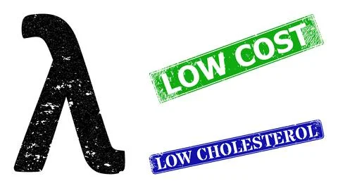 Lambda Greek Lowercase Symbol Grunge Icon and Grunge Low Cost Stamp Imitation Stock Illustration