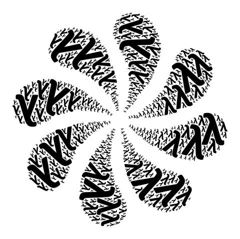 Lambda Greek Lowercase Symbol Icon Twirl Flower Cluster 스톡 일러스트