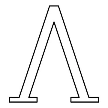 Lambda greek symbol capital letter uppercase font icon outline black color ve Stock Illustration