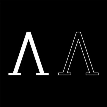 Lambda greek symbol capital letter uppercase font icon outline set white colo Stock Illustration