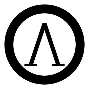 Lambda greek symbol capital letter uppercase font icon in circle round black  库存插图