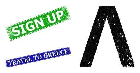 Lambda Greek Symbol Distress Icon and Distress Sign Up Seal Stock Illustration