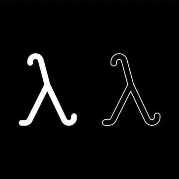 Lambda greek symbol small letter lowercase font icon outline set white color  Stock Illustration