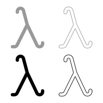 Lambda greek symbol small letter lowercase font icon outline set black grey c Stock Illustration