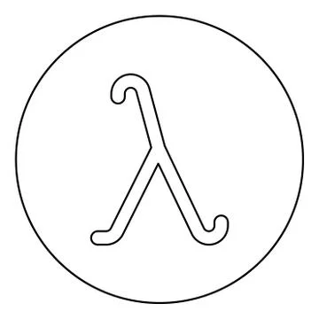 Lambda greek symbol small letter lowercase font icon in circle round outline  Stock Illustration