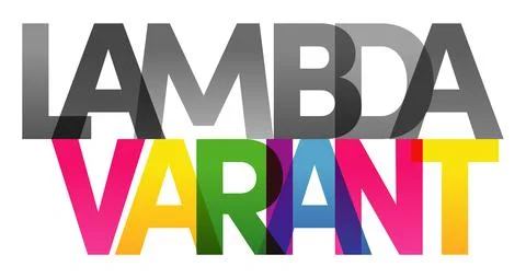 LAMBDA VARIANT Colored rainbow text Stock Illustration