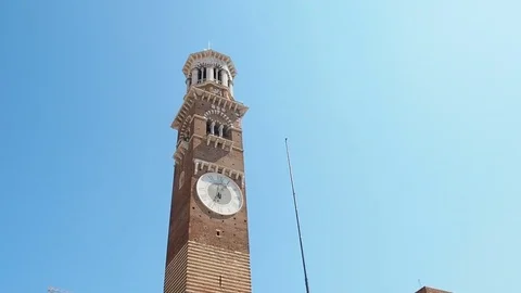 Lamberti Tower in Piazza delle Erbe panoramic Stock Footage 70611467