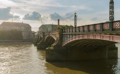 Lambeth Bridge viewed from the south side of the Thames Stock Photos