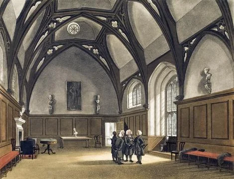 Lambeth Palace.  Circa 1808.  After a work by August Pugin and Thomas Rowlandson Stock Illustration