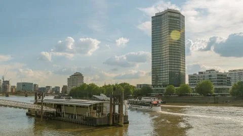The Lambeth River Fire Station in the river Thames in London Stock Photos