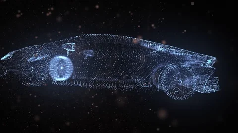 Lamborghini of blue particles 3D animation Stock Footage 106466985