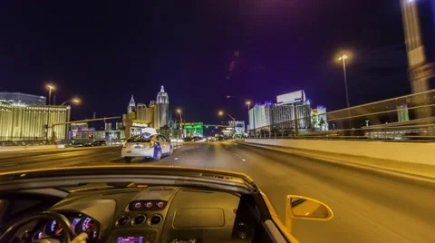 Lamborghini Drive Through Las Vegas Strip - timelapse / time-lapse Stock Footage
