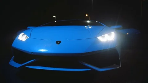 Lamborghini Headlights At Night | Stock Video | Pond5