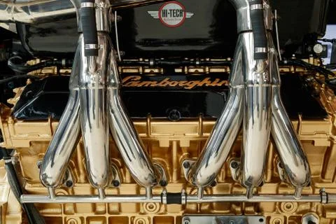 Lamborghini power boat engine on display in the museum in Modena Italy Stock Photos