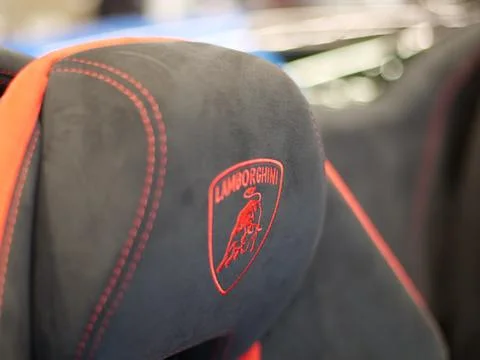Lamborghini Raging Bull Stitched Headrest Stock Photos