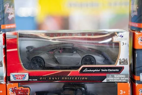 Lamborghini Sesto Elemento toy model car at the flea market. Stock Photos