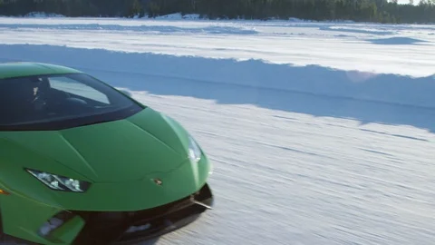 Lamborghini In Snow 4k Stock Footage 103447564