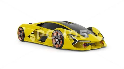 Lamborghini Terzo Millennio Car Mockup 45 Front Side View PSD Template