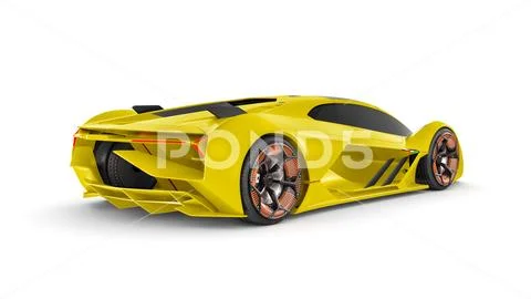Lamborghini Terzo Millennio Car Mockup 45 Back Side View Modello PSD