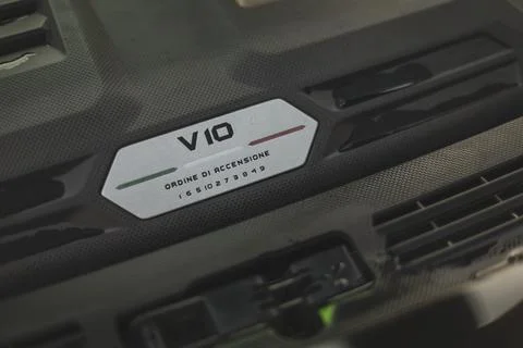 Lamborghini V10 Engine Badge Stock Photos