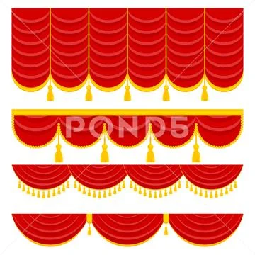 Lambrequin and pelmet for red curtains Stock Illustration