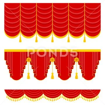 Lambrequin and pelmet for red curtains Stock Illustration