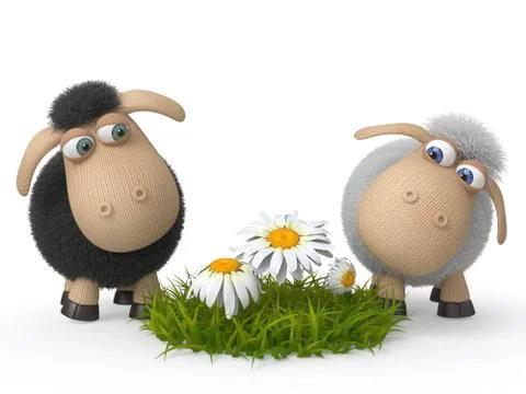 Lambs on a lawn Stock Illustration