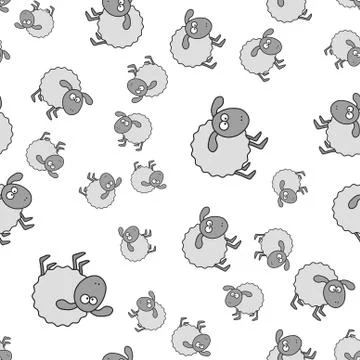 Lambs seamless pattern in cartoon style Stock Illustration