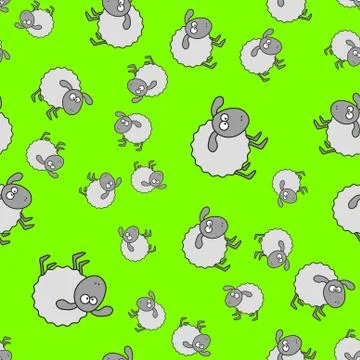 Lambs seamless pattern in cartoon style Stock Illustration