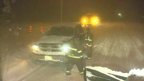 Lambton Ont, Canada Dec 12 2010 Historic blizzard strands thousands on highway Stock Footage 323576330