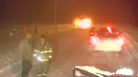 Lambton Ont, Canada Dec 12 2010 Historic blizzard strands thousands on highway Stock Footage 323576336