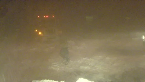 Lambton Ont, Canada Dec 12 2010 Historic blizzard strands thousands on highway Stock Footage 323576373