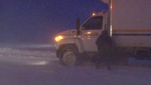 Lambton Ont, Canada Dec 12 2010 Historic blizzard strands thousands on highway Stock Footage 323576527