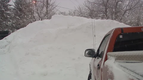 Lambton Ont, Canada Dec 12 2010 Historic blizzard strands thousands on highway Stock Footage 323576901