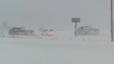 Lambton Ont, Canada Dec 12 2010 Historic blizzard strands thousands on highway Stock Footage 323576968