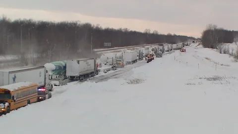 Lambton Ont, Canada Dec 12 2010 Historic blizzard strands thousands on highway Stock Footage 323577054