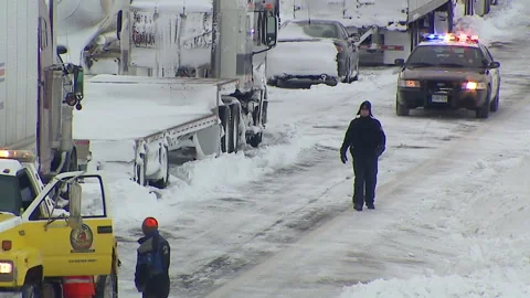 Lambton Ont, Canada Dec 12 2010 Historic blizzard strands thousands on highway Stock Footage 323577439