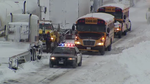 Lambton Ont, Canada Dec 12 2010 Historic blizzard strands thousands on highway Stock Footage 323577512