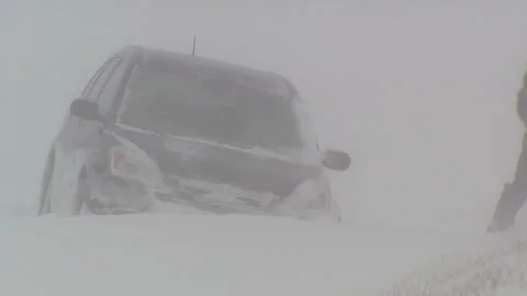 Lambton Ont, Canada Dec 12 2010 Historic blizzard strands thousands on highway Stock Footage 323577795